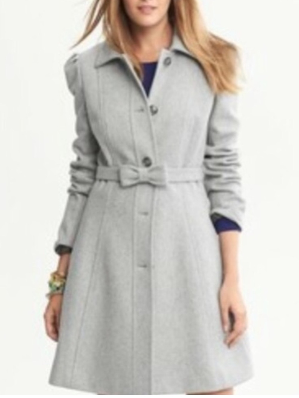 Banana Republic Womens Light Gray Italian Wool Coat